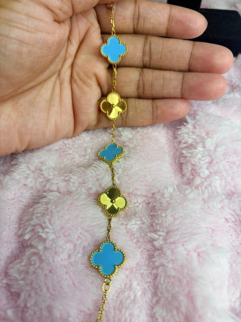 Turquoise & Gold Kolorful Klover Bracelet – 15mm