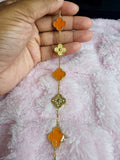Pumpkin Orange & Gold Beaded Kolorful Klover Bracelet – 15mm