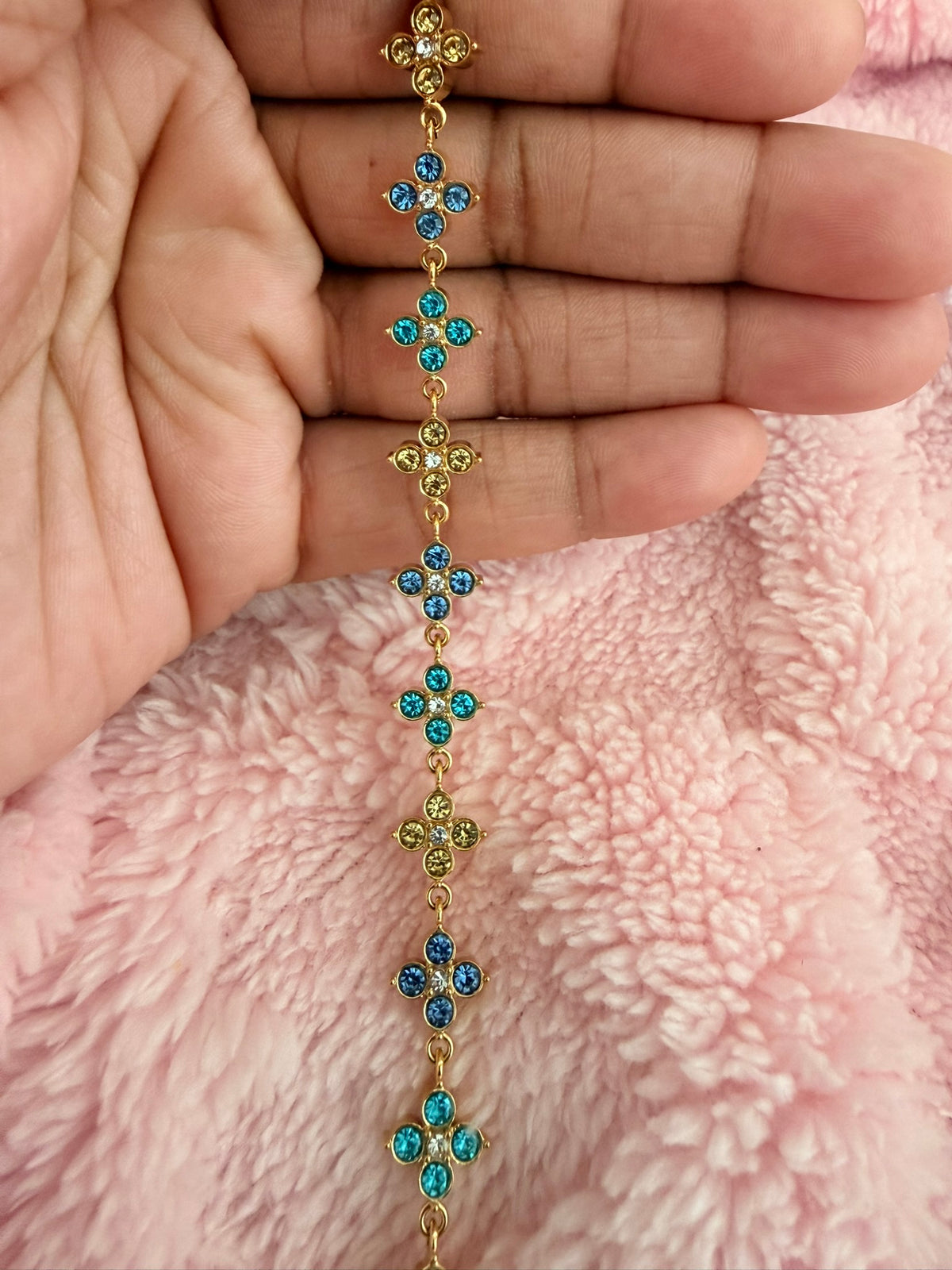 Ocean Blue & Champagne Kaleidoscope Bracelet