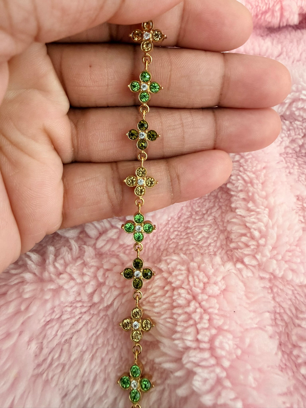 Olive Green & Champagne Kaleidoscope Bracelet