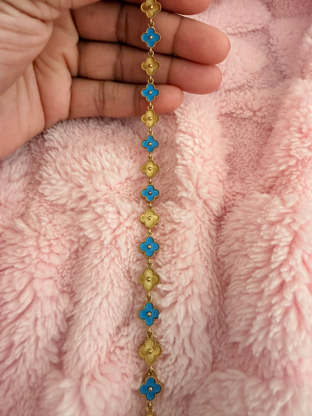 Turquoise & Gold Alternating Klover Kontrast Bracelet