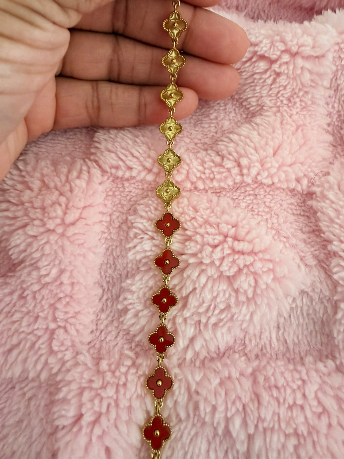 Burnt Red & Gold Alternating Klover Kontrast Bracelet