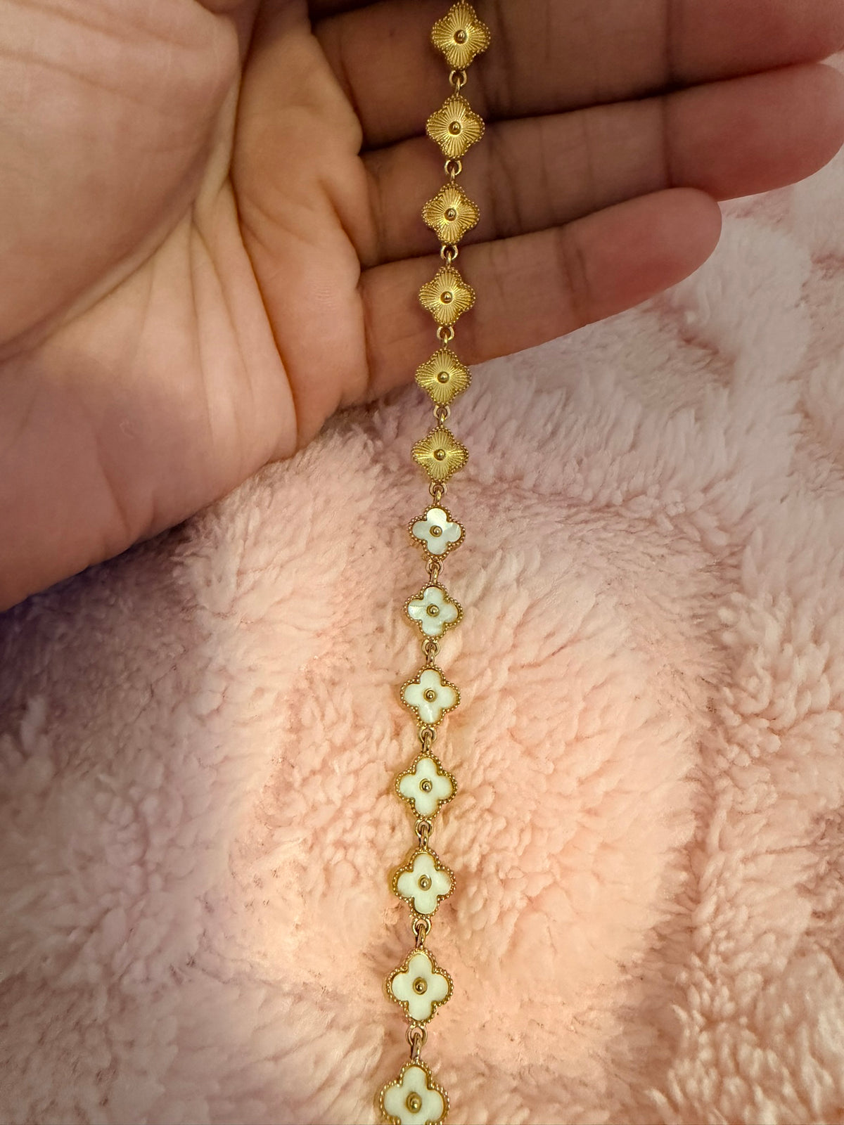 Ivory & Gold Klover Kontrast Bracelet