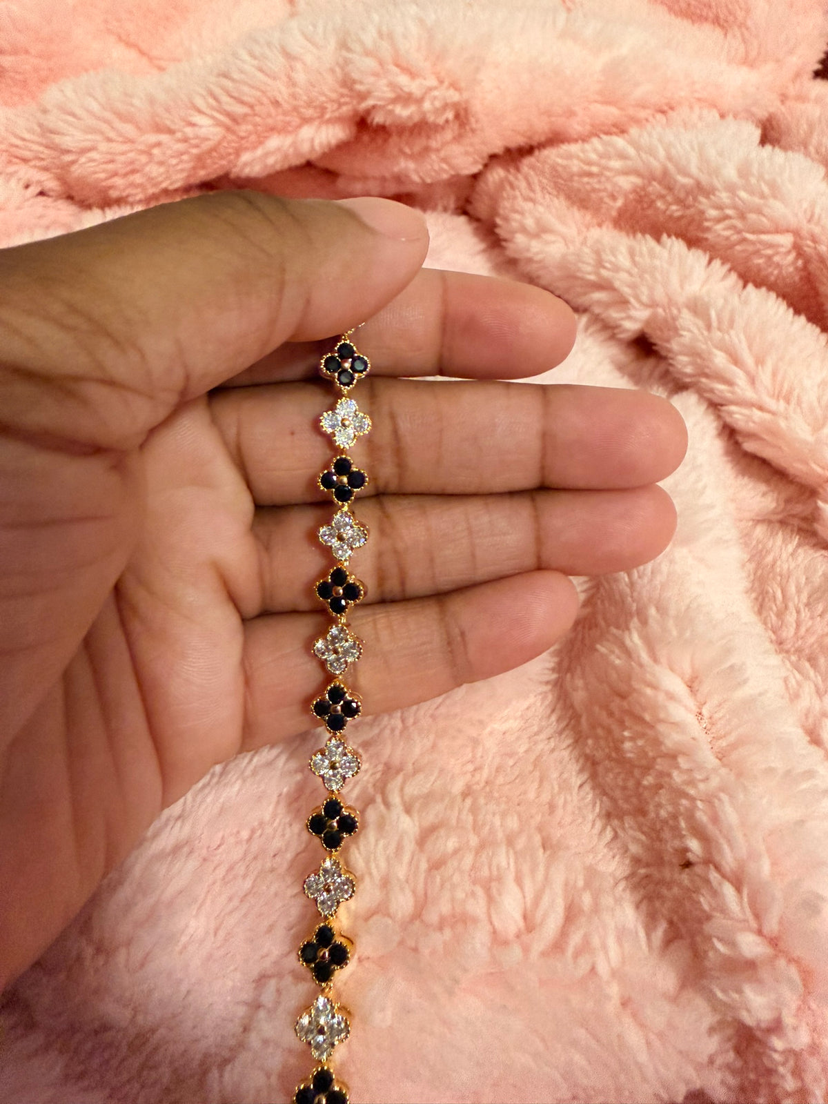 Black & Crystal Alternating Karat Bracelet