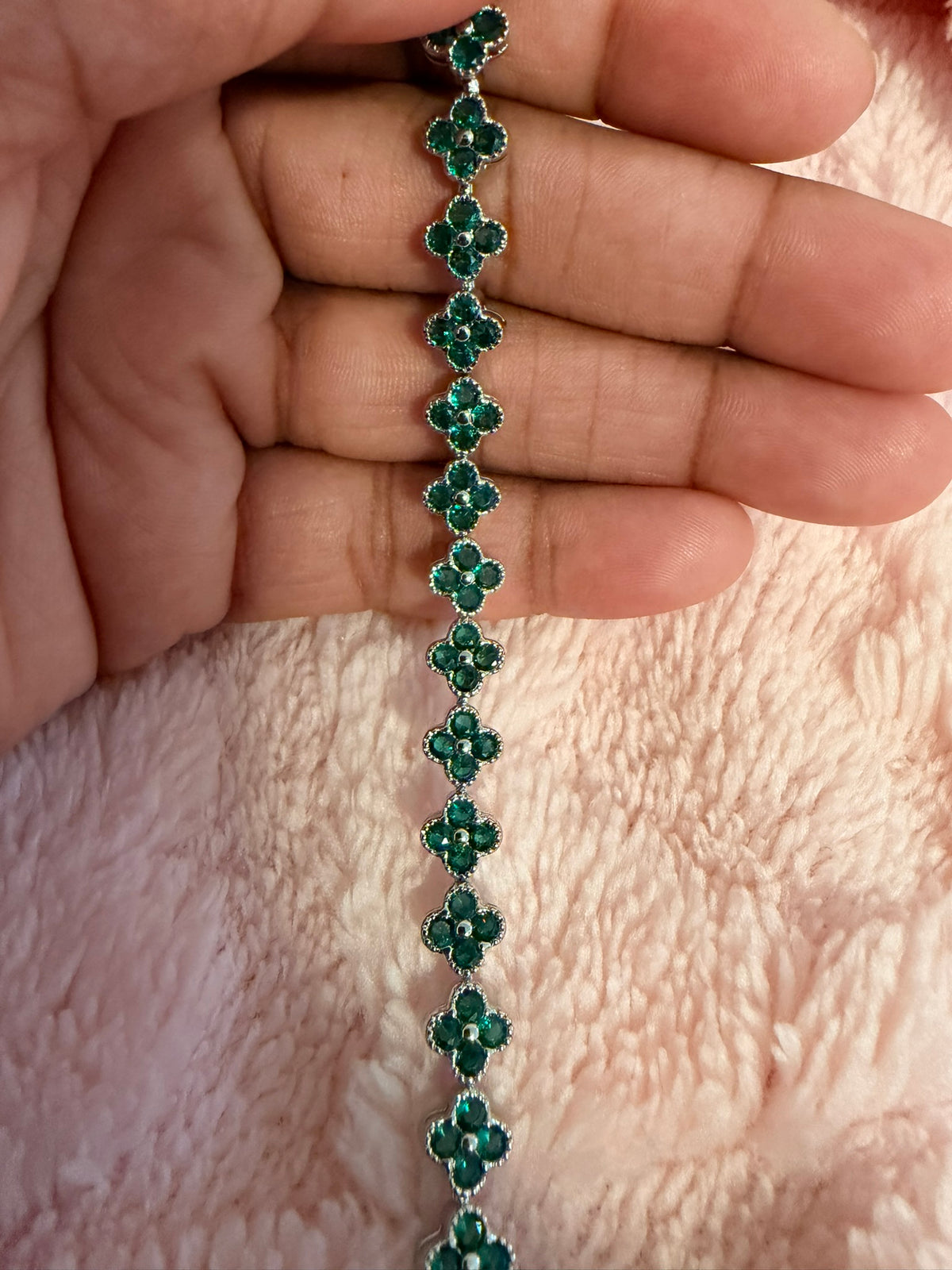 Emerald Green Silver Karat Bracelet