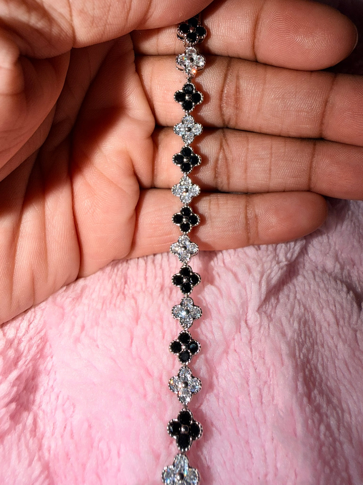 Black & Crystal Silver Karat Bracelet