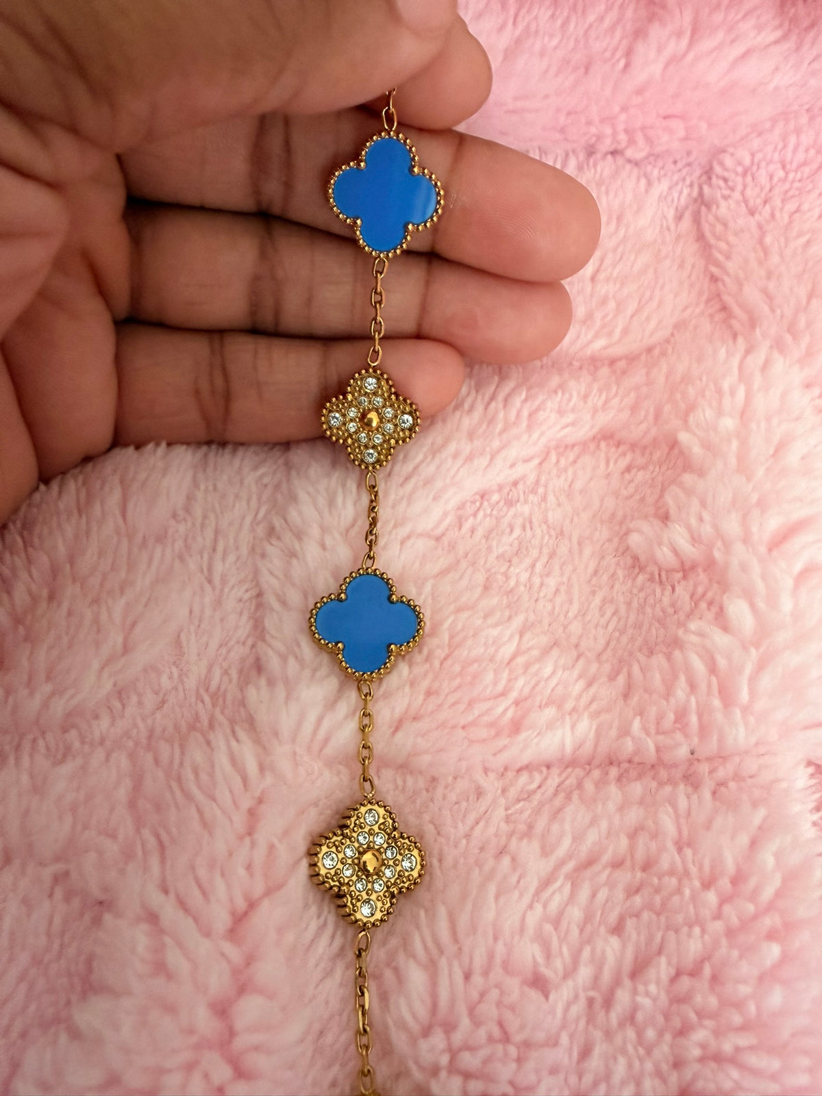 Royal Blue & Gold Beaded Kolorful Klover Bracelet – 15mm