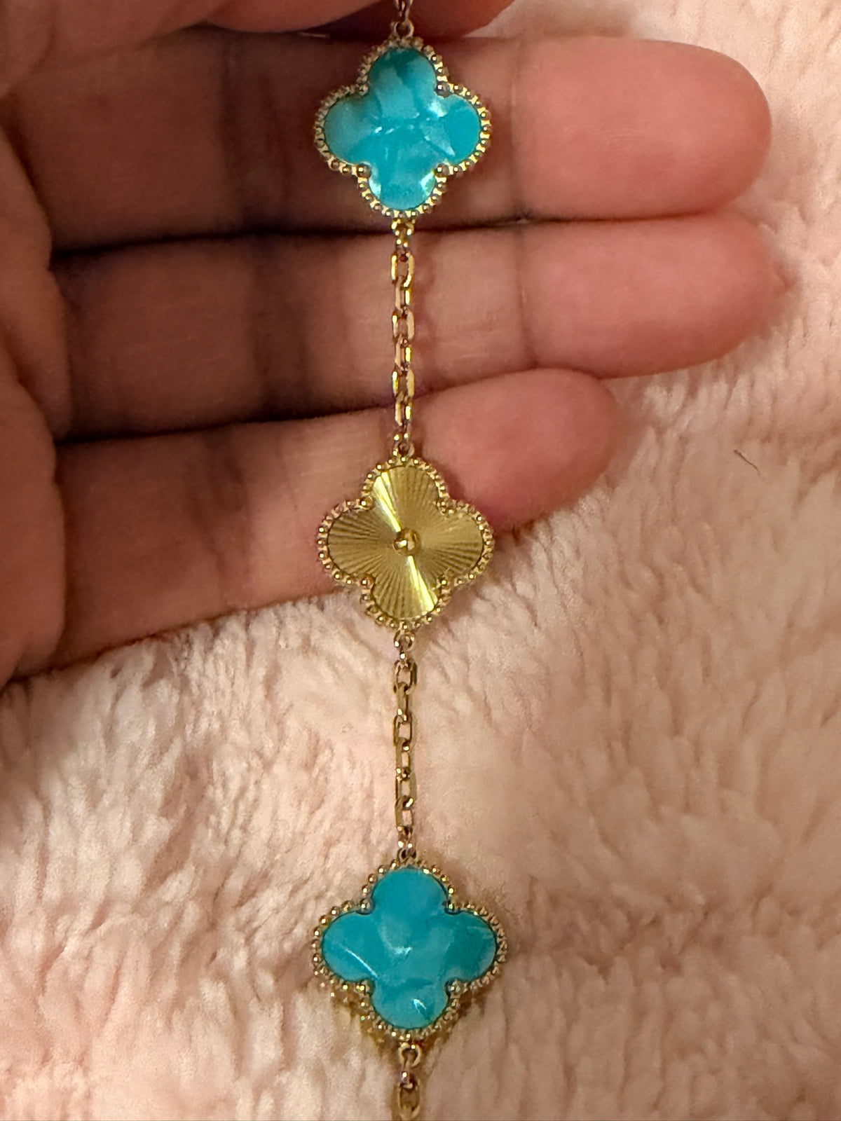 Lagoon Blue & Gold Kolorful Klover Bracelet – 15mm